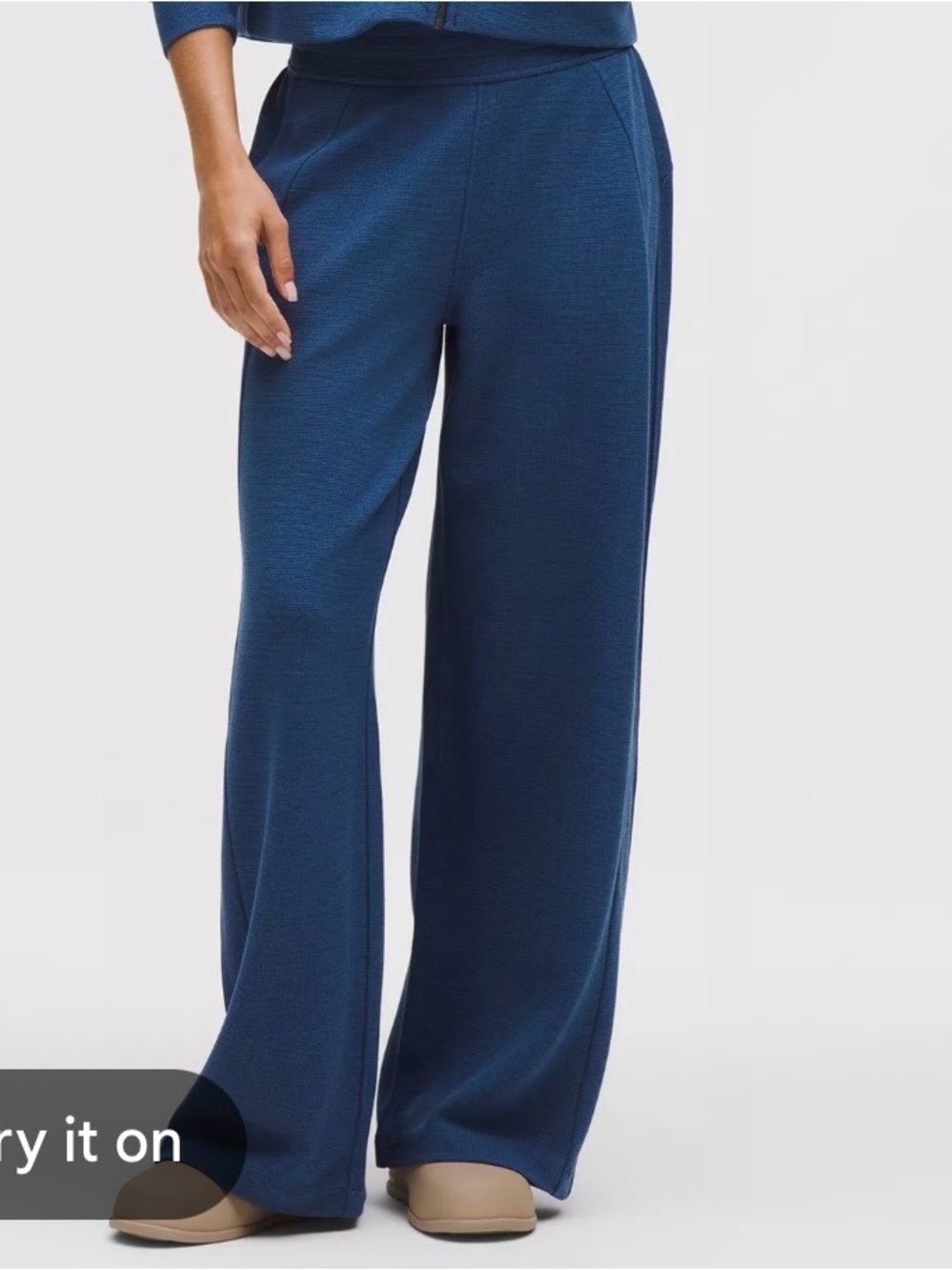NWOT Lululemon Scuba Wideleg Waffle Pant Heathered Twill Blue Size M